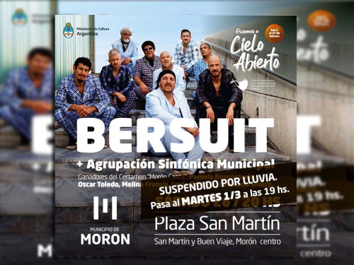 Se suspendió por lluvia el recital de Bersuit en la Plaza de Morón